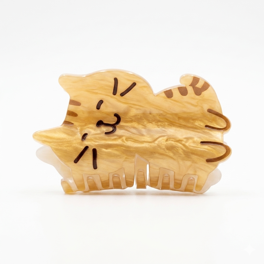 FFN Smiling Cat Acrylic Hair Clip  Bream Cat