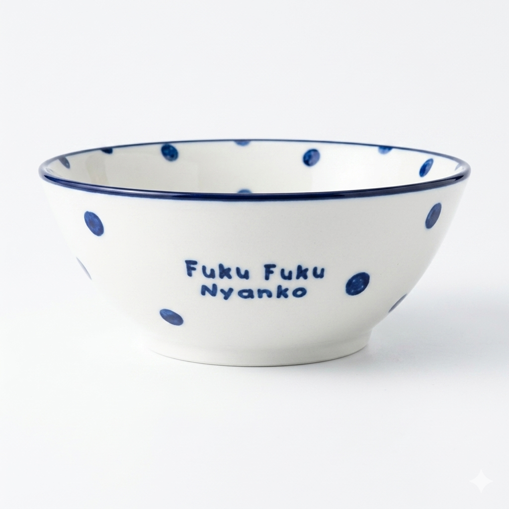 FFN Blue-dyed Sauce Bowl -  Calico Cat