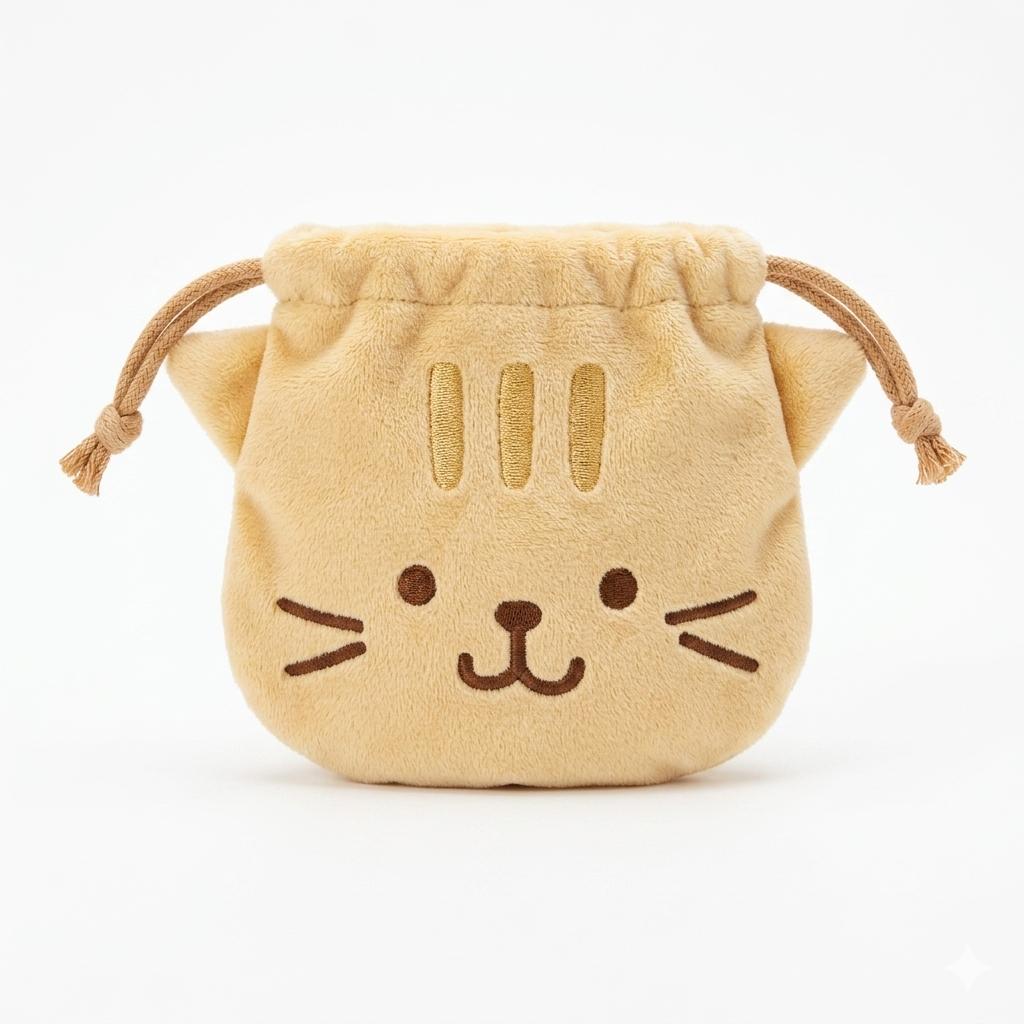 FFN Cat Head Drawstring Storage Bag - Ginger Cat