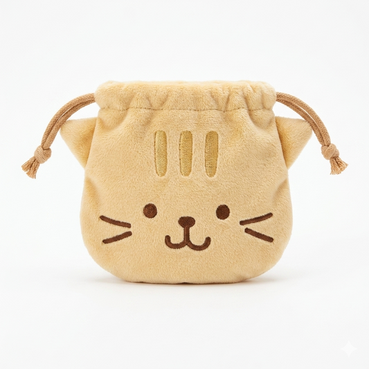 FFN Cat Head Drawstring Storage Bag - Ginger Cat