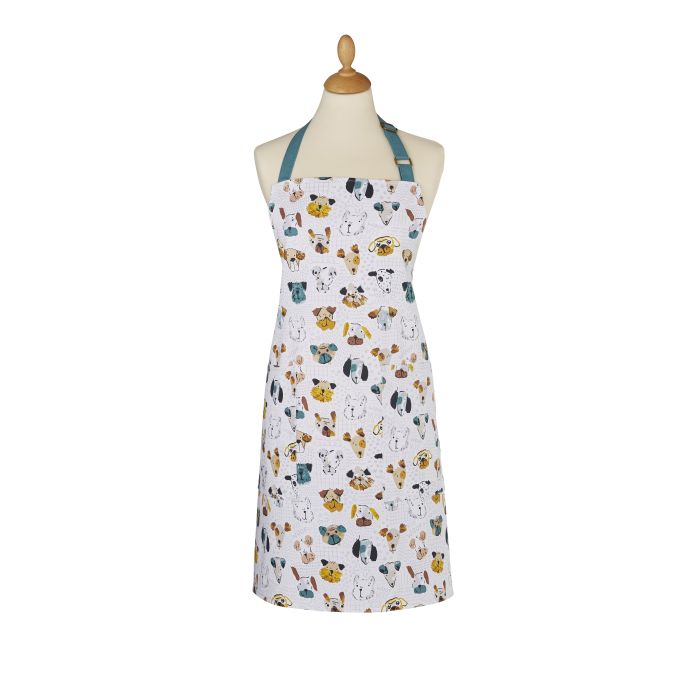 Ulster Weavers Mutley Crew Apron White/Grey 85x70x0.2cm