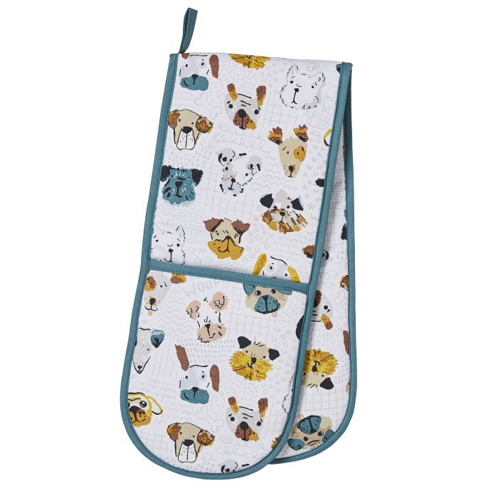 Ulster Weavers Mutley Crew Double Oven Glove White/Grey 88x18x2cm