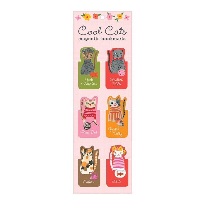 Galison Cool Cats Magnetic Bookmarks 6pcs Set Multi-Coloured 4x0.01x5.5cm