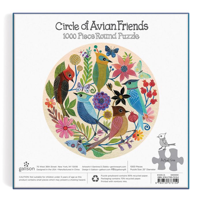 GALISON CIRCLE OF AVIAN FRIENDS ROUND PUZZLE 1000PC MULTI-COLOURED