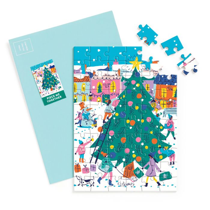 Galison Merry & Bright Greeting Card Puzzle Multi-Coloured 18.7x13.5x0.5cm