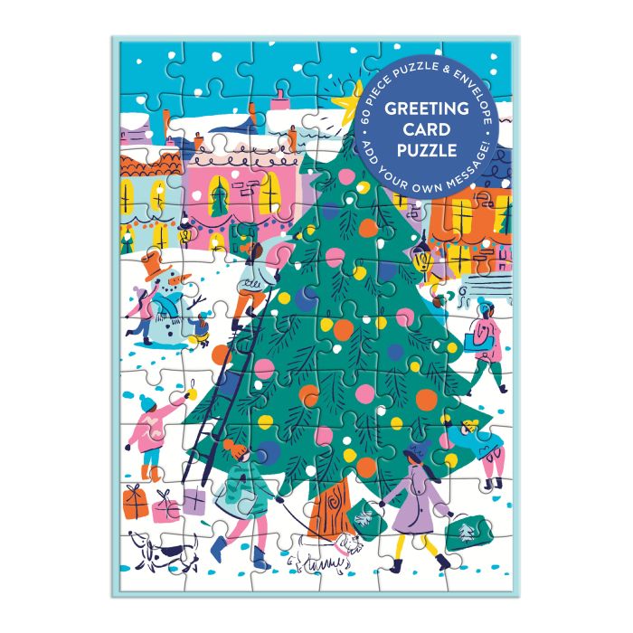 Galison Merry & Bright Greeting Card Puzzle Multi-Coloured 18.7x13.5x0.5cm