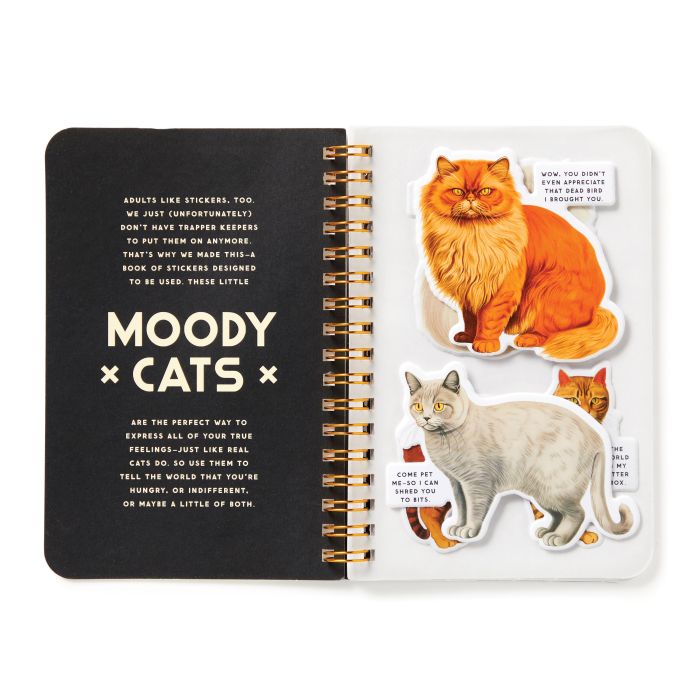 Brass Monkey Moody Cats Sticker Book Multi-Coloured 11x0.05x15cm