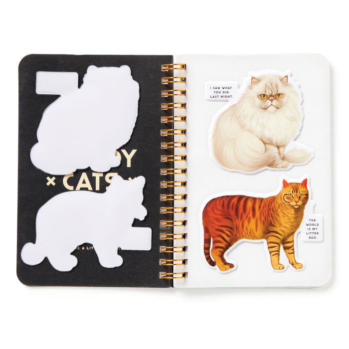 Brass Monkey Moody Cats Sticker Book Multi-Coloured 11x0.05x15cm