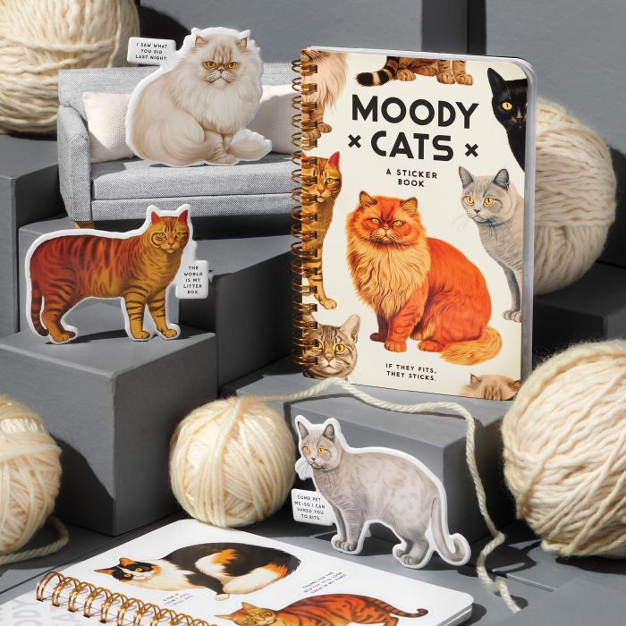 Brass Monkey Moody Cats Sticker Book Multi-Coloured 11x0.05x15cm