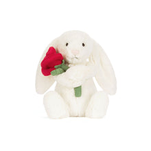 Load image into Gallery viewer, Jellycat Cream Bunny with Rose 31cm
