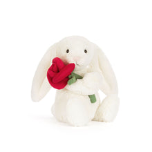 Load image into Gallery viewer, Jellycat Cream Bunny with Rose 31cm
