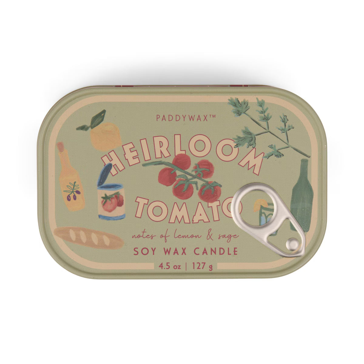 Paddywax: Bistro Tomato Printed Tin Candle - Heirloom Tomato 4.5oz/127g