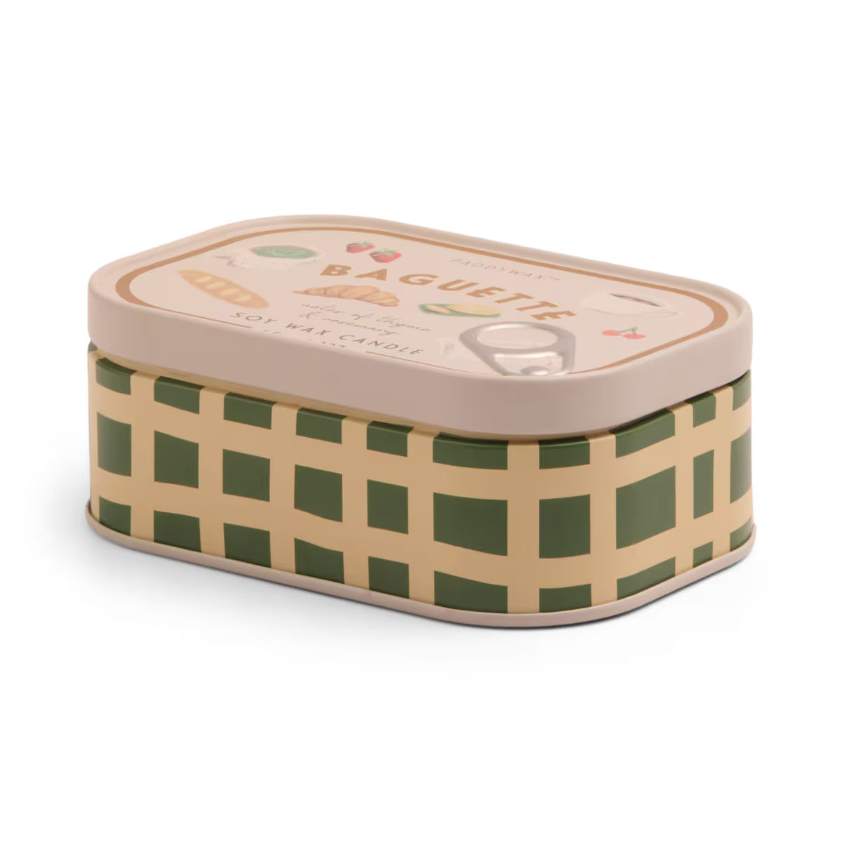 Paddywax Bistro French Baguette Printed Tin Candle - Rosemary Thyme 4.5oz 127g