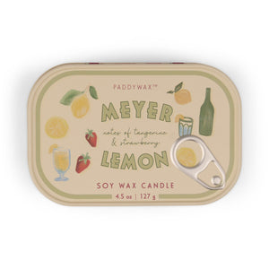 Paddywax Bistro  Lemon Printed Tin Candle - Meyer Lemon 4.5oz/127g