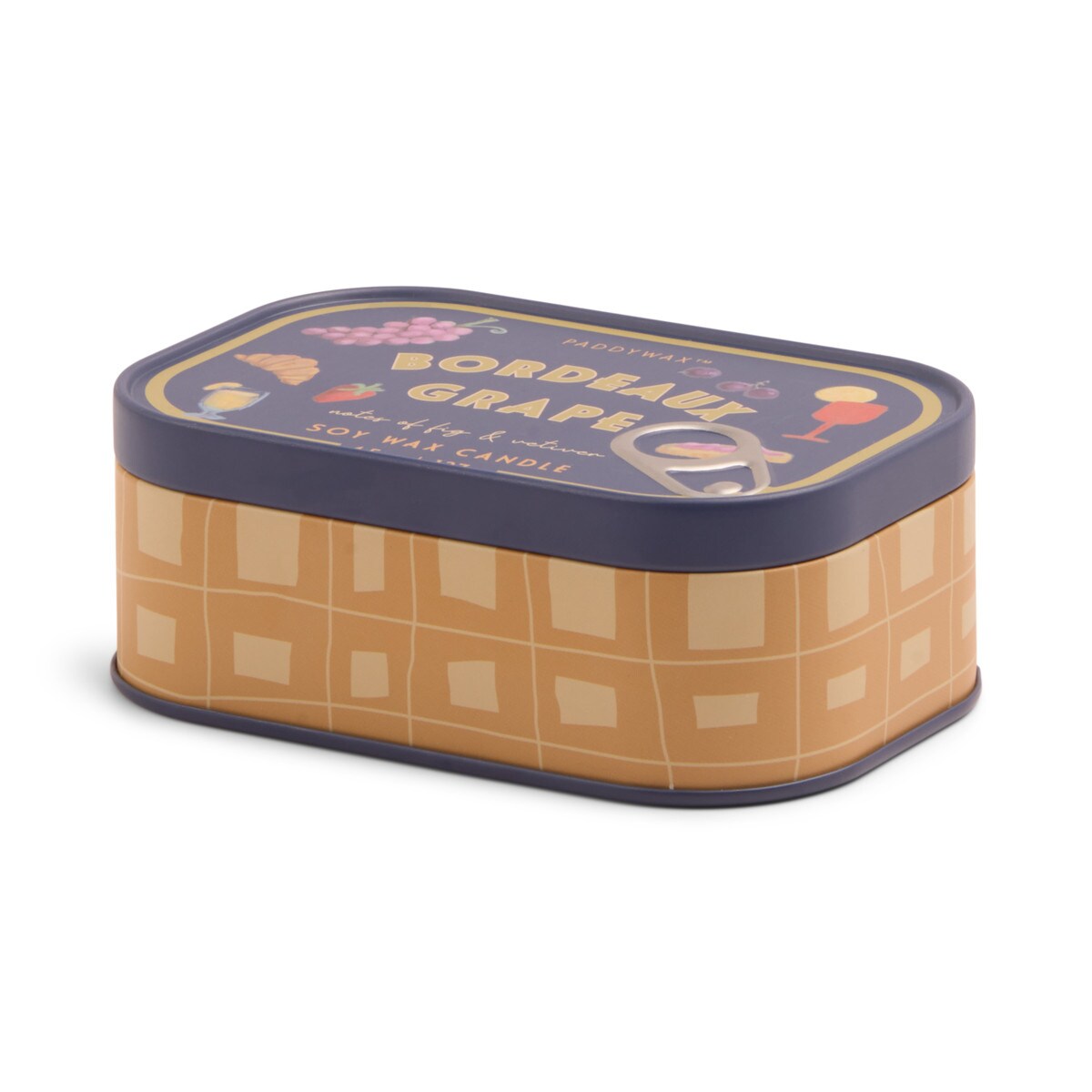 Paddywax Bistro  Grapes Printed Tin Candle - Bordeaux Grape 4.5oz/127g
