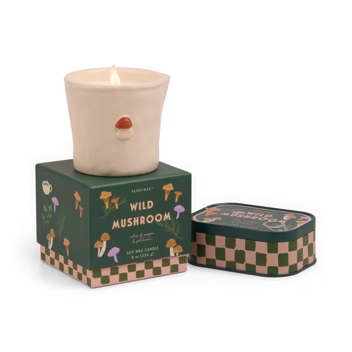 Paddywax Bistro Embossed Ceramic Candle Wild Mushroom Boxed 8oz/226g