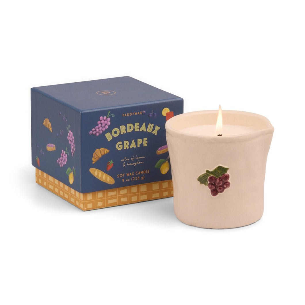 Paddywax Bistro Grapes Embossed Ceramic Candle - Bordeaux Grape 8oz/226g