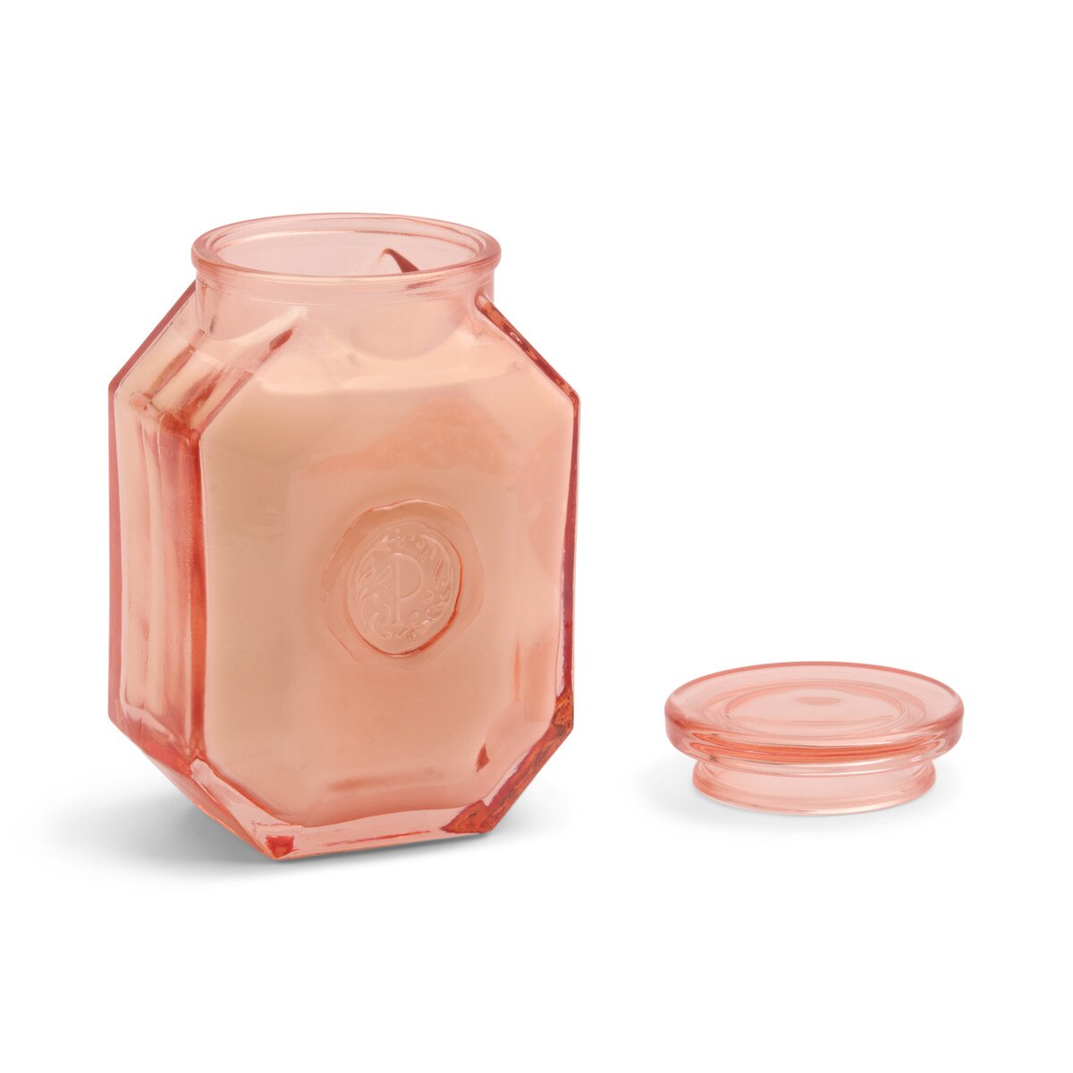 Designworks Botanica 8oz/226g Pink Glass Candle - Saffron Rose