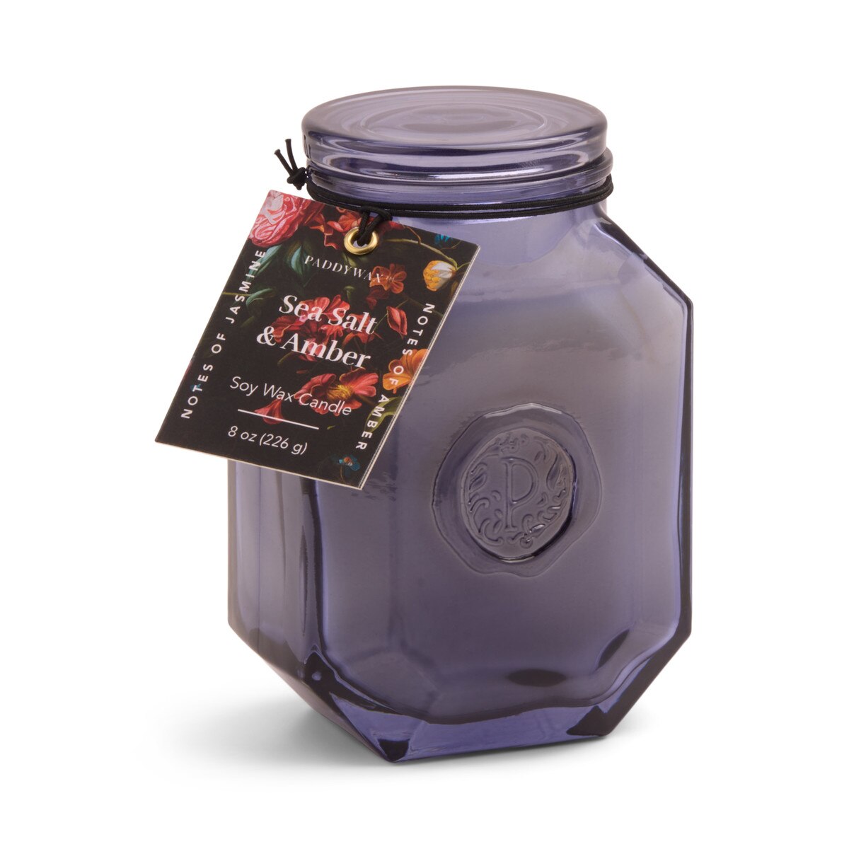 Designworks Botanica 8oz/226g Grey Blue Glass Candle - Sea Salt & Amber