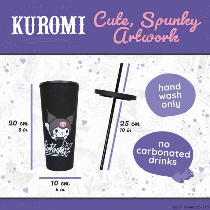 Hello Kitty and Friends Kuromi Cup with Straw 28cm