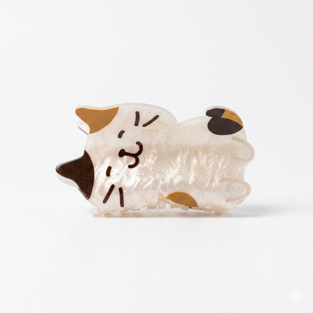 FFN Smiling Cat Acrylic Hair Clip  Cheese Cat