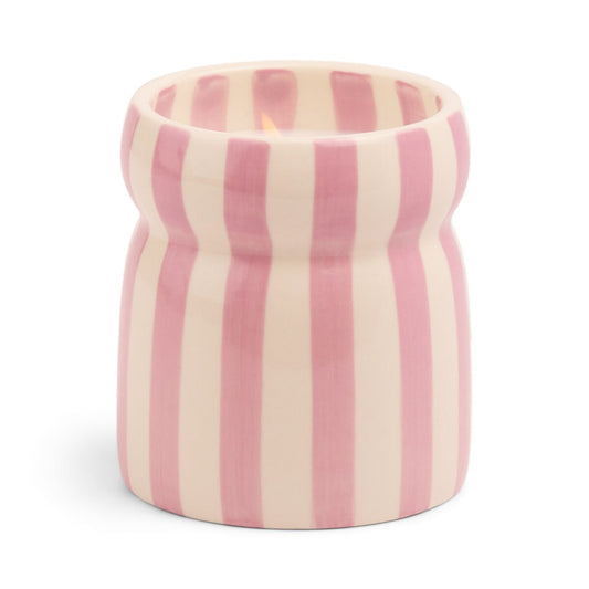 Designworks Cabana 6.5oz/184g Lavender Stripped Ceramic Candle - Grecian Sand Boxed