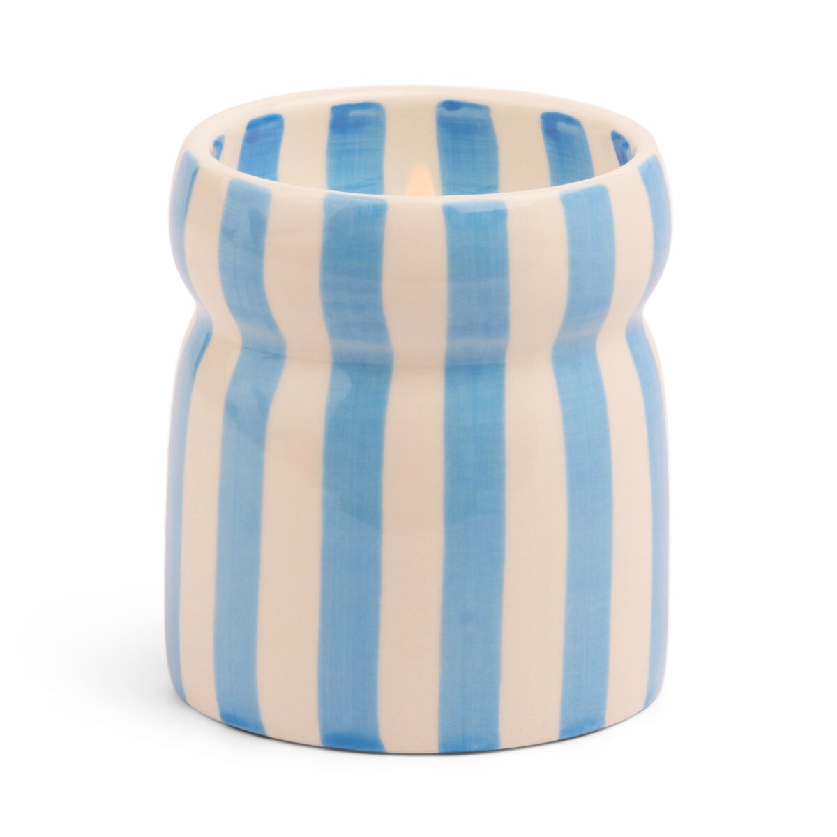 Designworks Cabana 6.5oz/184g Blue Stripped Ceramic Candle - Lost at Sea