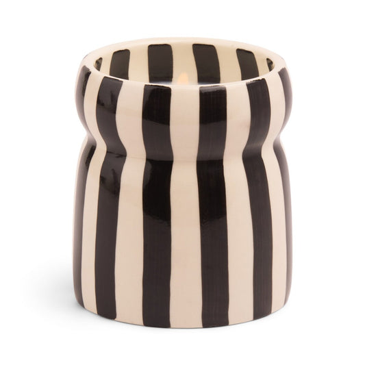 Designworks Cabana 6.5oz/184g Black Stripped Ceramic Candle - Lava Stone