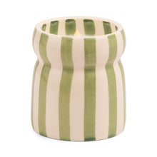 Load image into Gallery viewer, Designworks Cabana 6.5oz/184g Sage Stripped Ceramic Candle - Bora Bora Boxed
