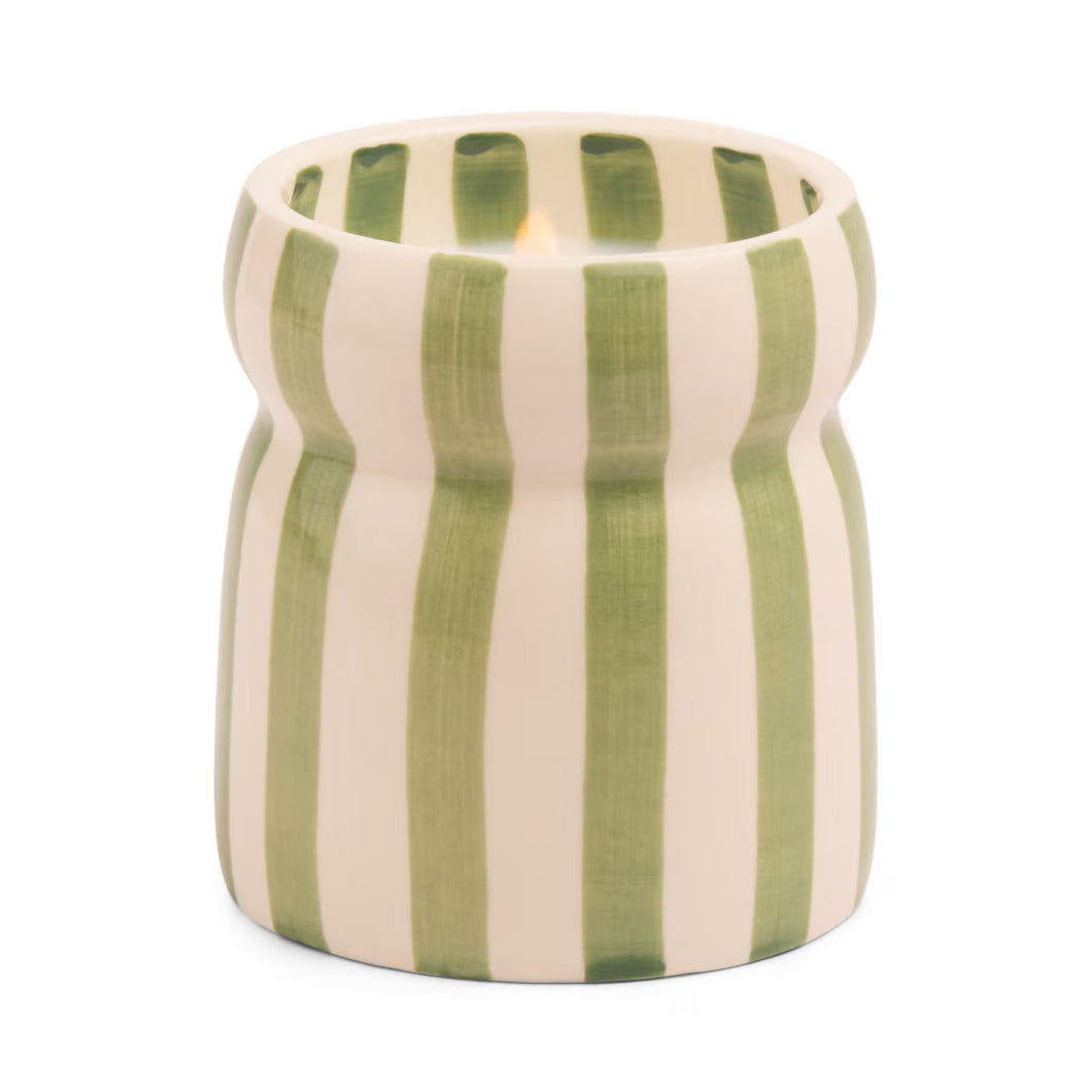 Designworks Cabana 6.5oz/184g Sage Stripped Ceramic Candle - Bora Bora Boxed