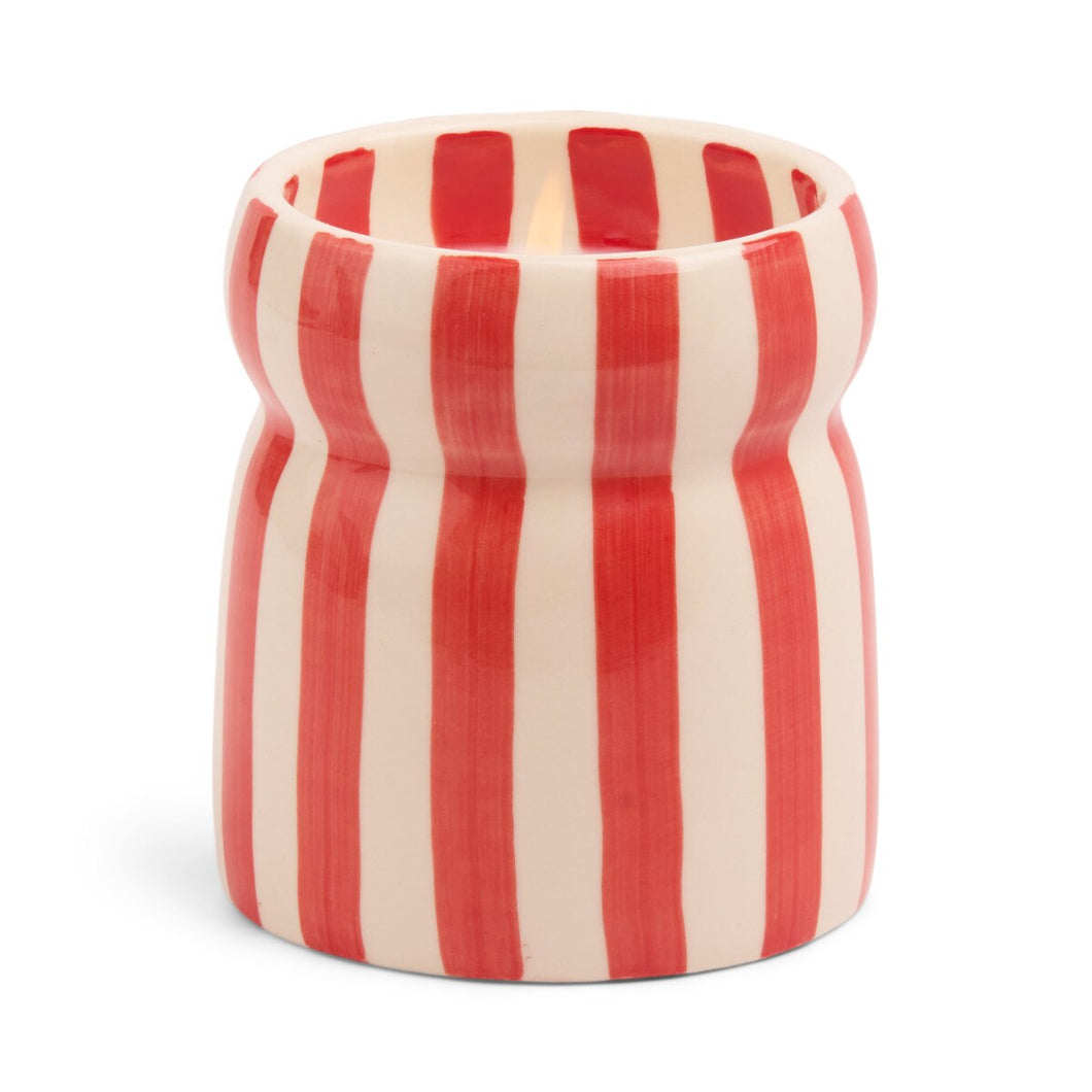 Designworks Cabana 6.5oz/184g Red Stripped Ceramic Candle - Hibiscus Bay Boxed