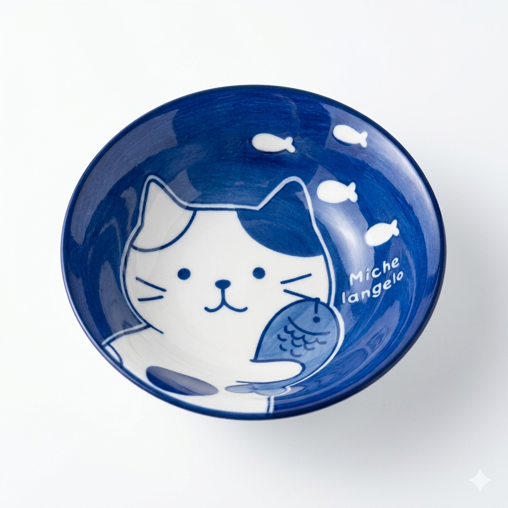 FFN Blue-dyed Sauce Bowl - Persian Cat