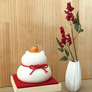 Decole Ceramic Cat Kagami Mochi Ornament