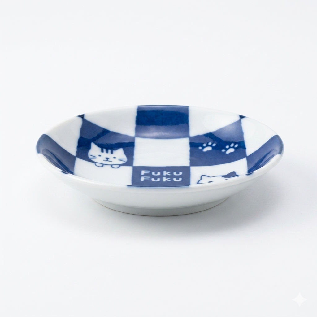 FFN Blue-dyed Sauce Dish - Friendship Cat