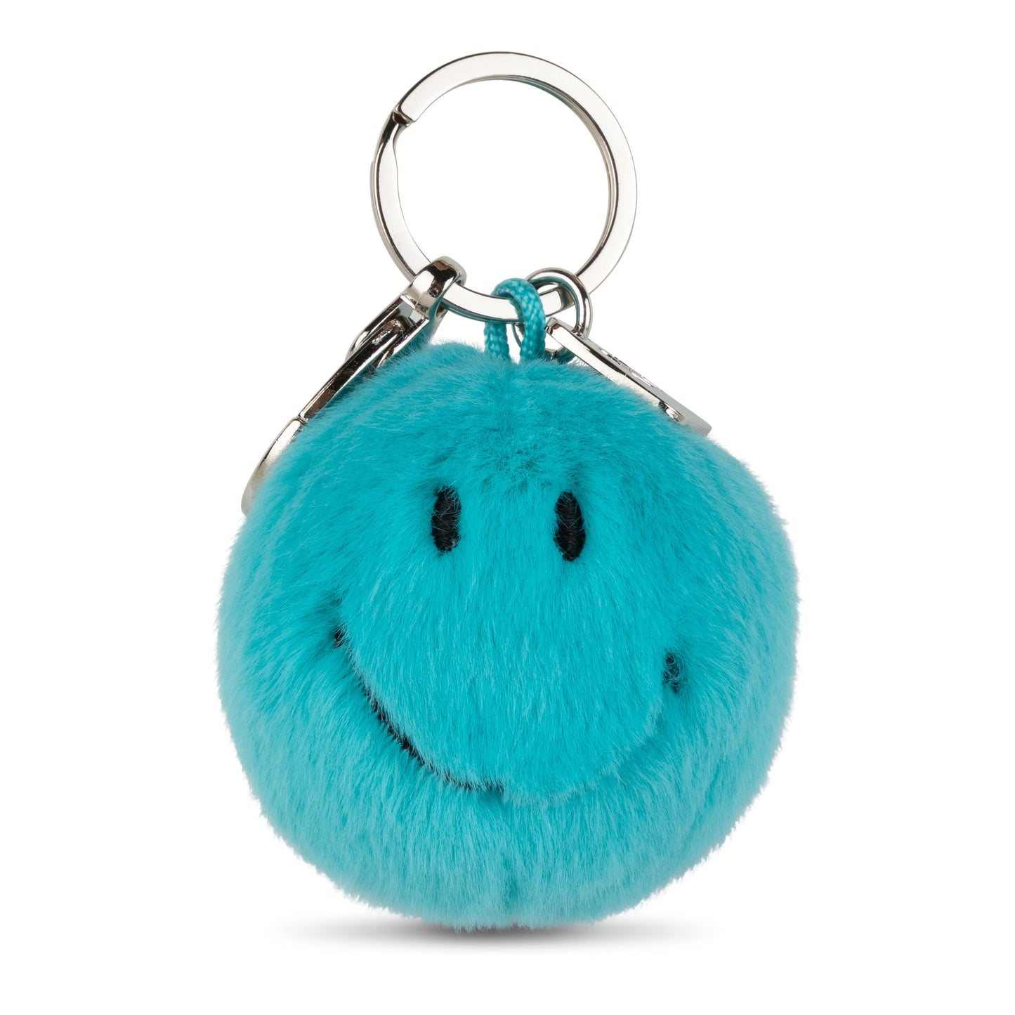 Smiley Keychain ECO Fuzzy Teal 5.5 cm
