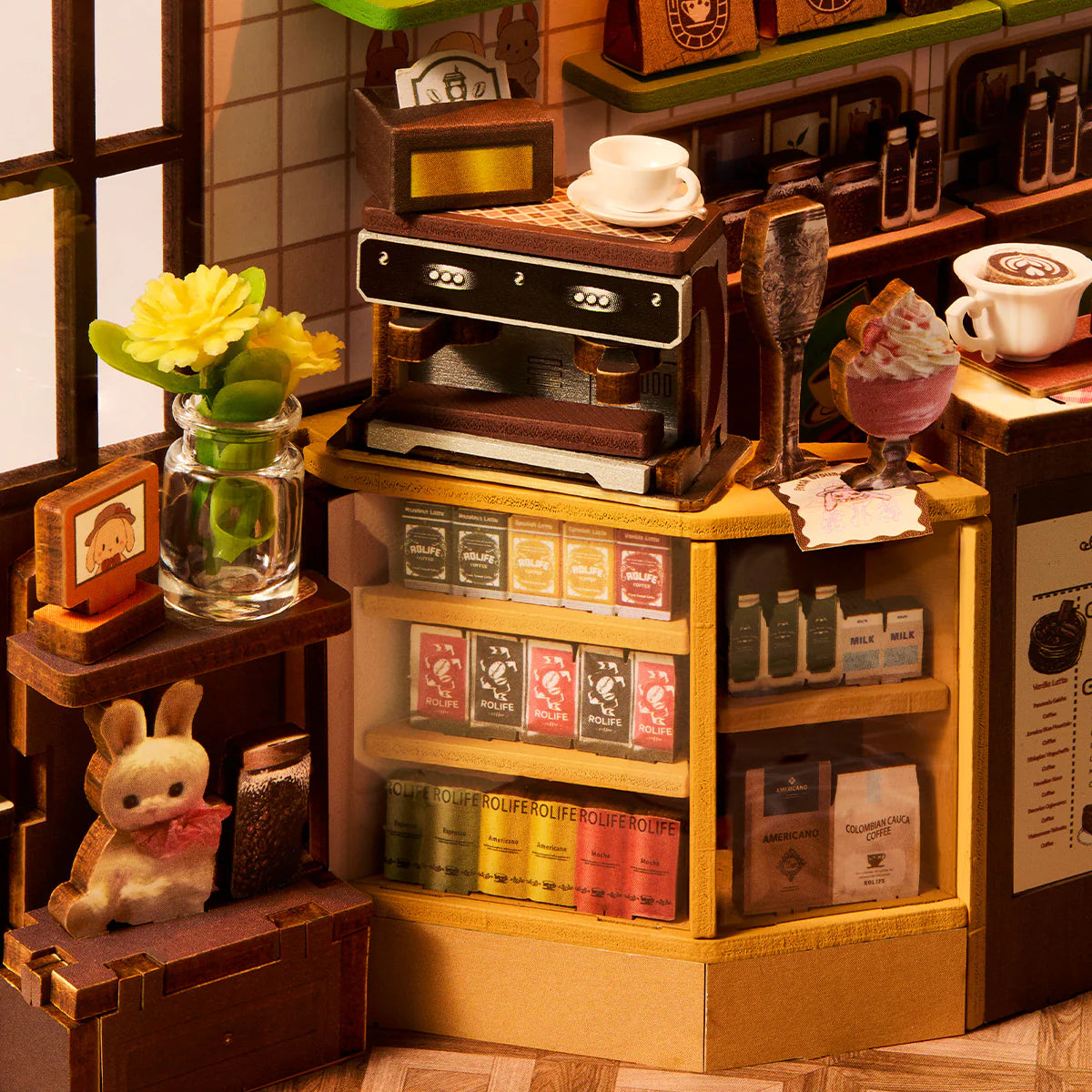 Robotime Rolife Holiday Cafe DIY Book Nook Shelf Insert TGB15