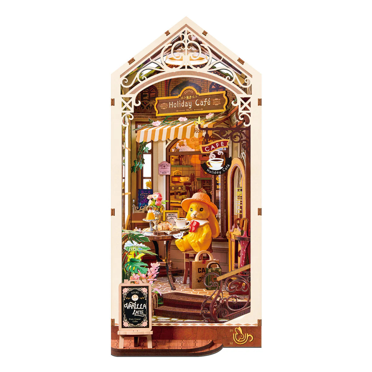 Robotime Rolife Holiday Cafe DIY Book Nook Shelf Insert TGB15