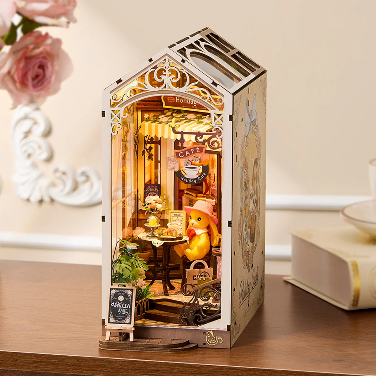 Robotime Rolife Holiday Cafe DIY Book Nook Shelf Insert TGB15