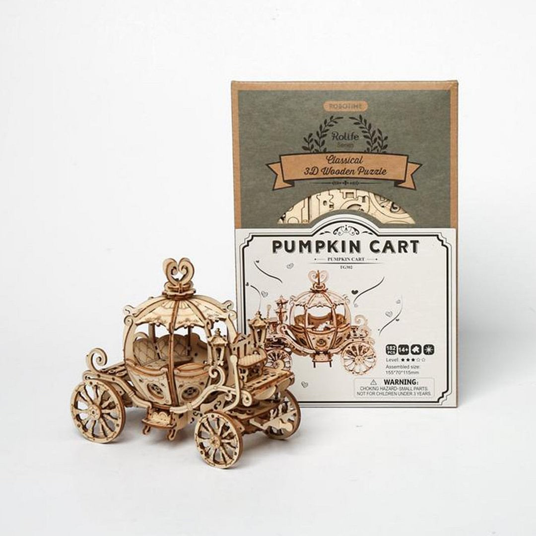 Robotime Classical 3D Wooden Pumpkin Cart