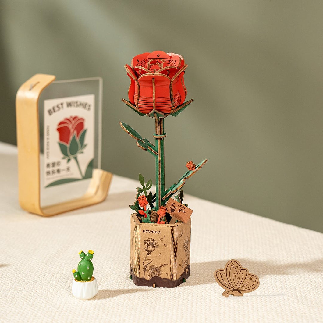 Robotime Rowood Bloom Red Rose