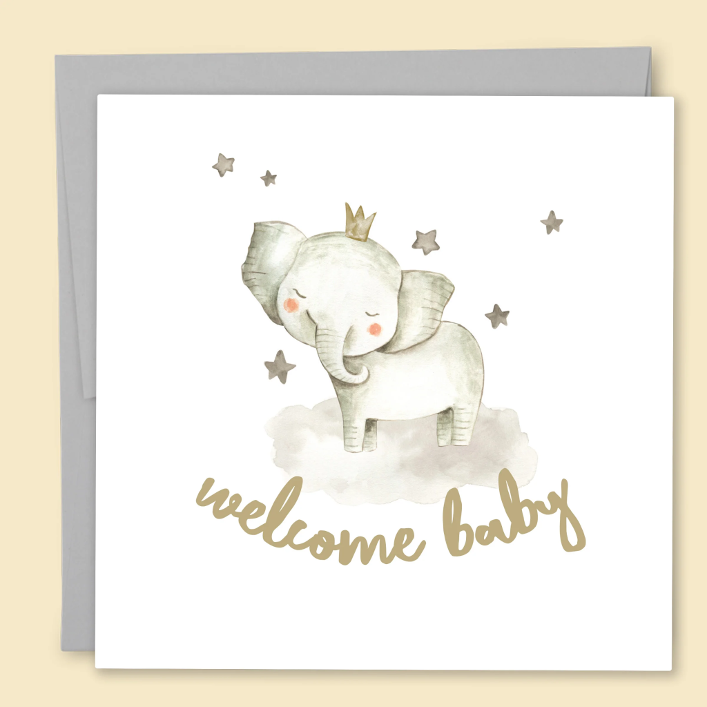 Papernest Welcome Baby Elephant Gold Card
