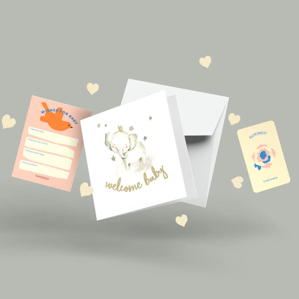 Papernest Welcome Baby Elephant Gold Card
