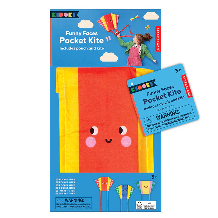 Kidoki Funny Faces Pocket Kites Assorted