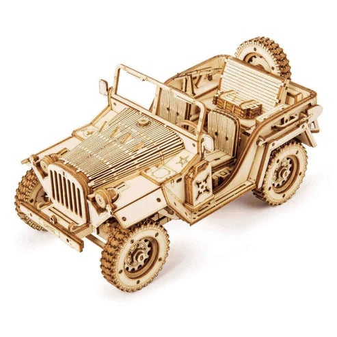 Robotime 3D DIY Wooden Puzzle Mechanical Gear Army Field Car MC701