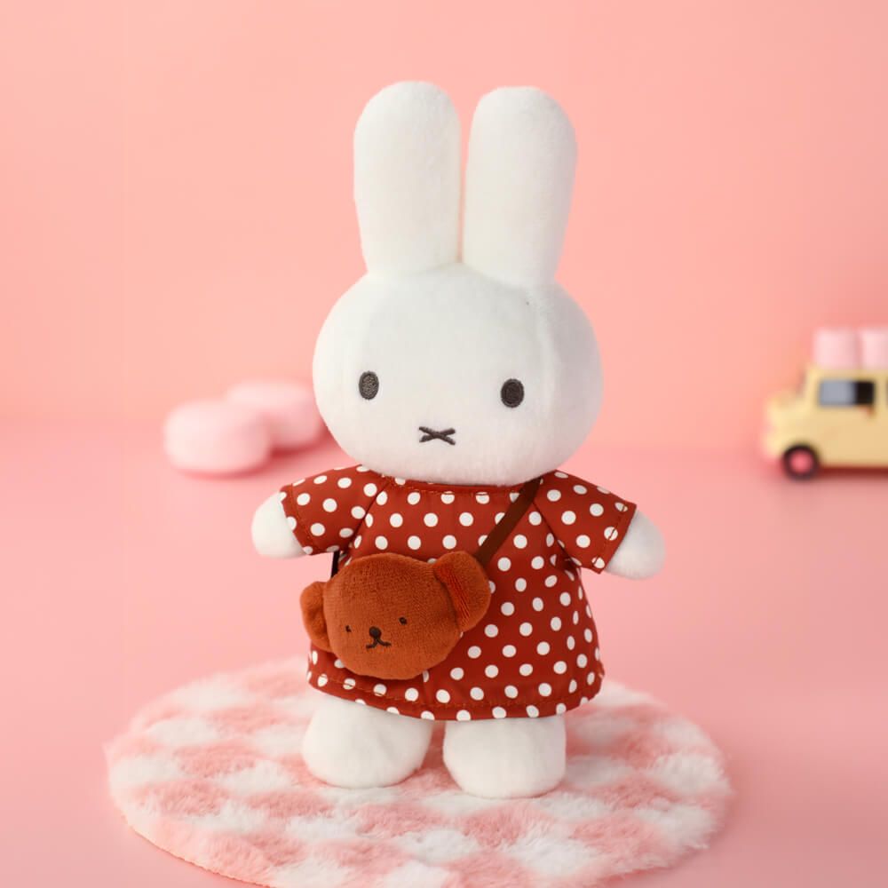 Miffy Soft Toy: Polka Dot Dress With Boris Bag Plush 24cm