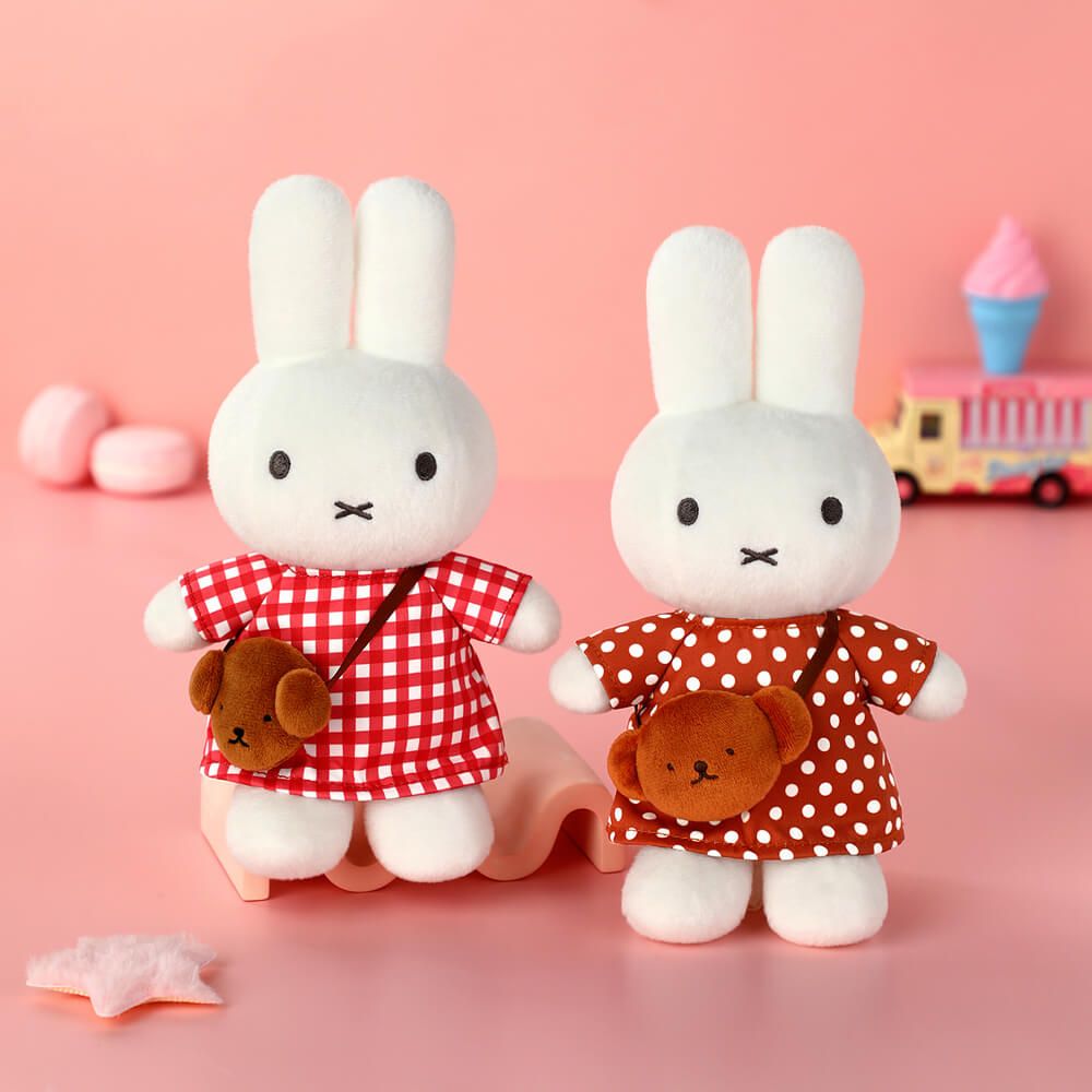 Miffy Soft Toy: Polka Dot Dress With Boris Bag Plush 24cm