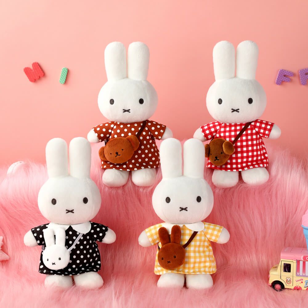 Miffy Soft Toy: Polka Dot Dress With Boris Bag Plush 24cm