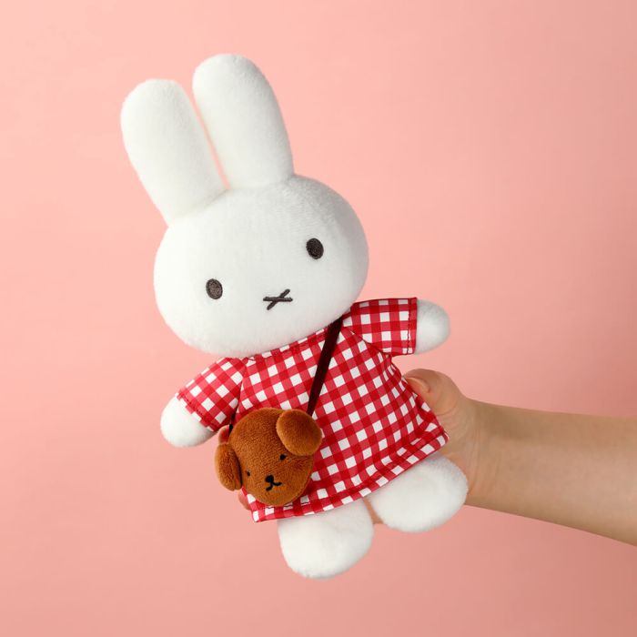 Miffy Soft Toy: Checkered Dress With Snuffy Bag Plush 24cm