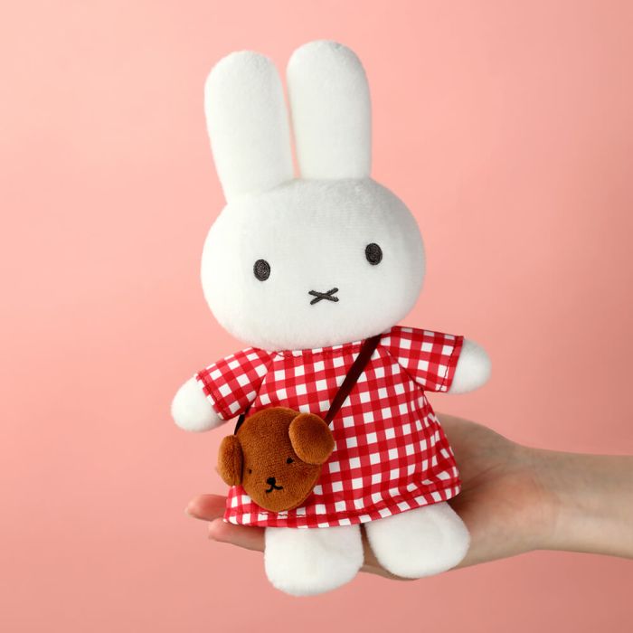Miffy Soft Toy: Checkered Dress With Snuffy Bag Plush 24cm