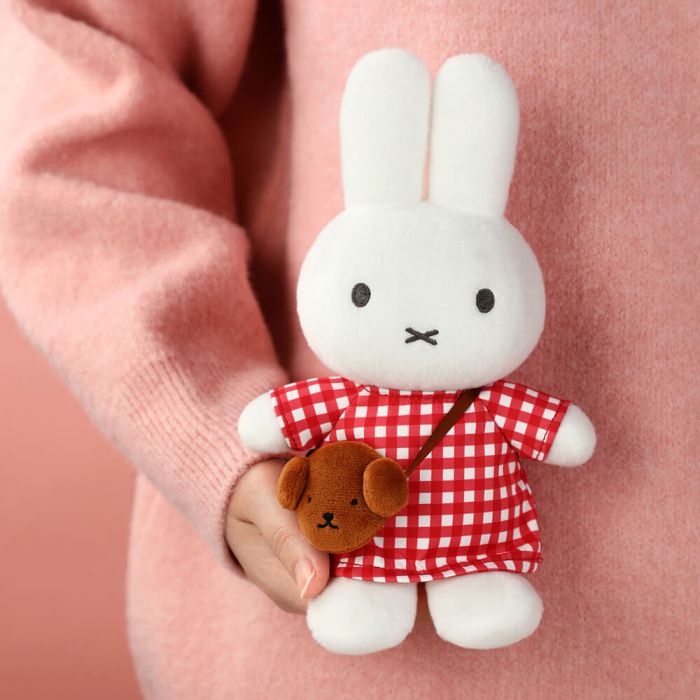 Miffy Soft Toy: Checkered Dress With Snuffy Bag Plush 24cm
